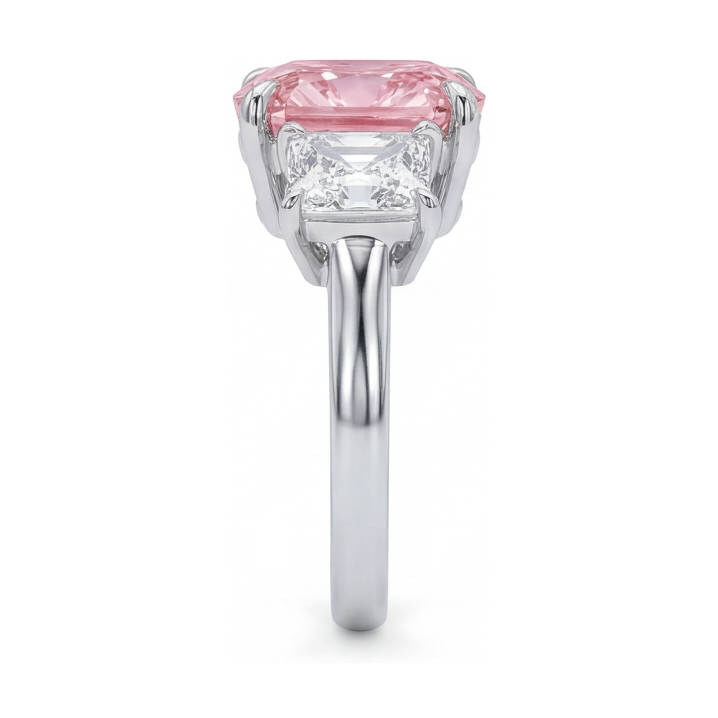 Jubiläumsring mit rosa Diamant im Kissenschliff, 4,5 Karat