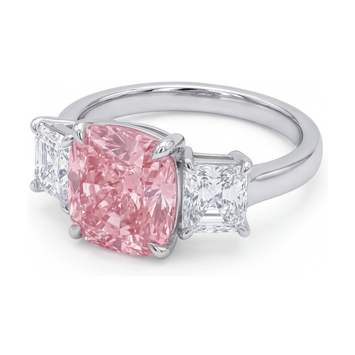 Jubiläumsring mit rosa Diamant im Kissenschliff, 4,5 Karat
