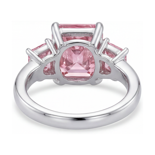 Jubiläumsring mit rosa Diamant, 4,9 Karat, Radiantschliff
