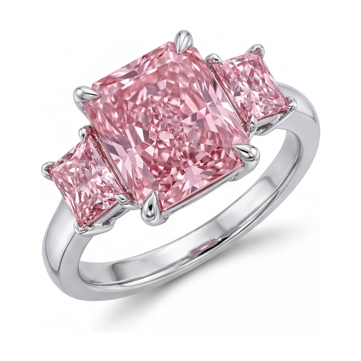 Jubiläumsring mit rosa Diamant, 4,9 Karat, Radiantschliff