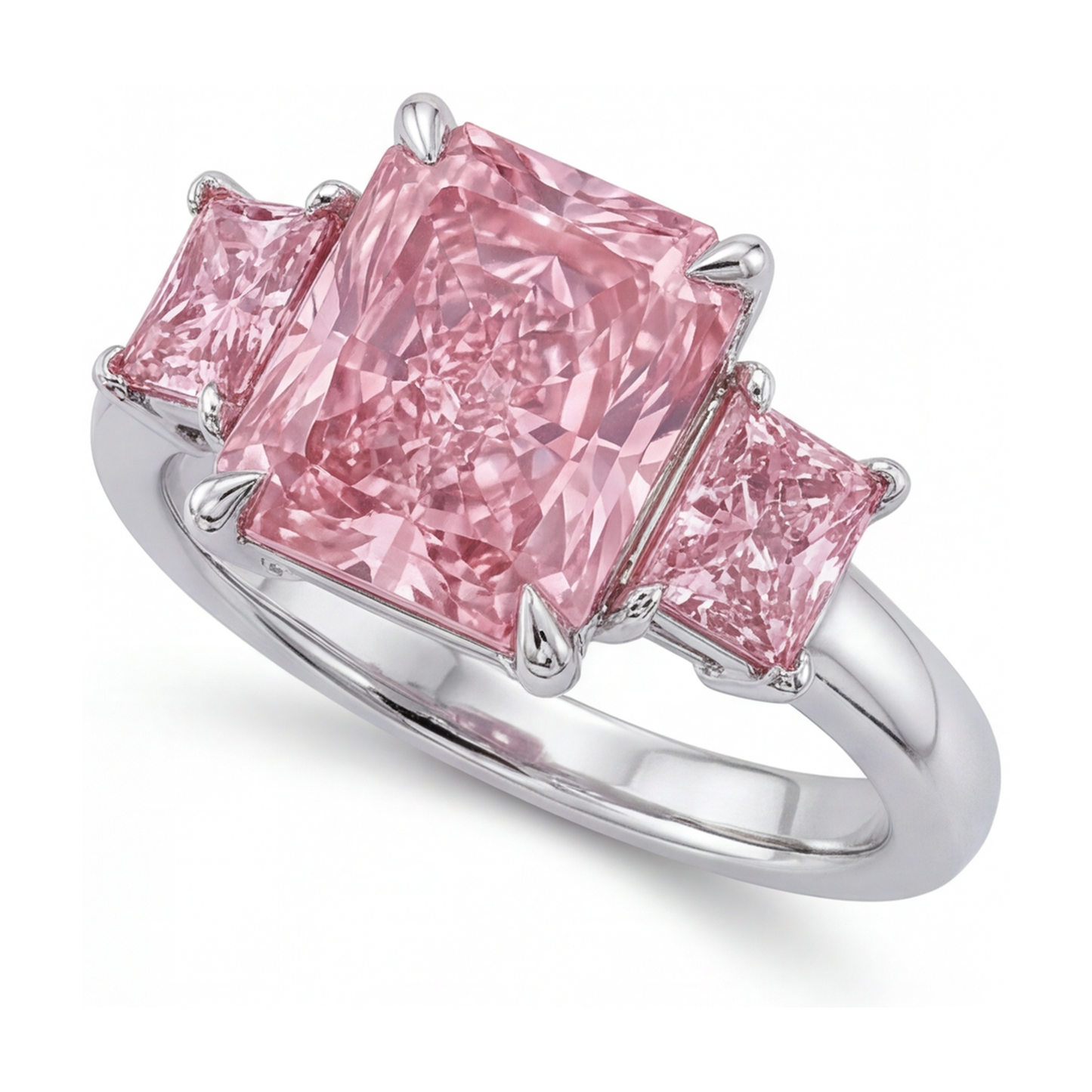 Jubiläumsring mit rosa Diamant, 4,9 Karat, Radiantschliff