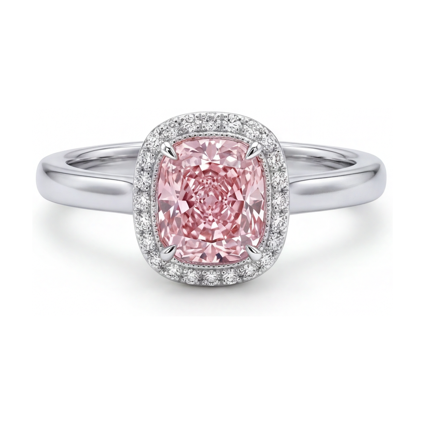 Verlobungsring mit rosa Diamant, 1,21 Karat Kissenschliff