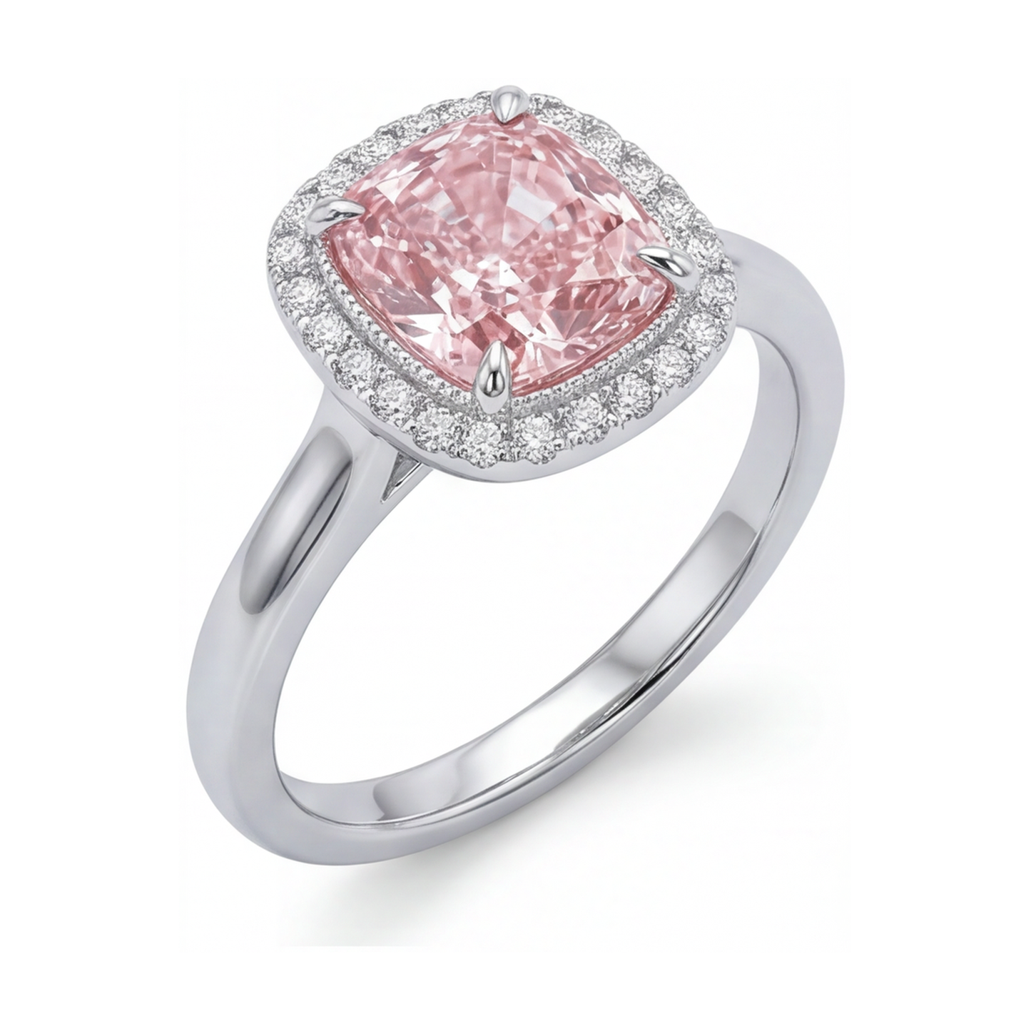 Verlobungsring mit rosa Diamant, 1,21 Karat Kissenschliff