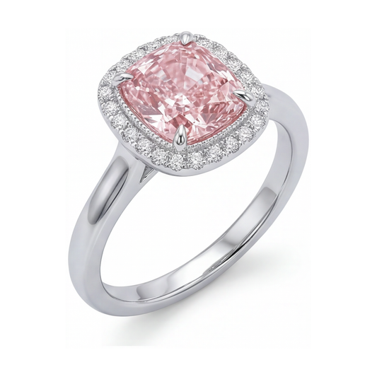 Verlobungsring mit rosa Diamant, 1,21 Karat Kissenschliff