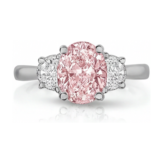 Verlobungsring mit rosa Diamant, 2,7 Karat, oval