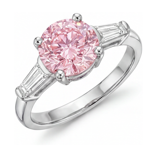 Verlobungsring mit rosa Diamant 3,1 Karat Rund