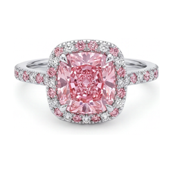 Verlobungsring mit rosa Diamant, 3,2 Karat, Kissenschliff