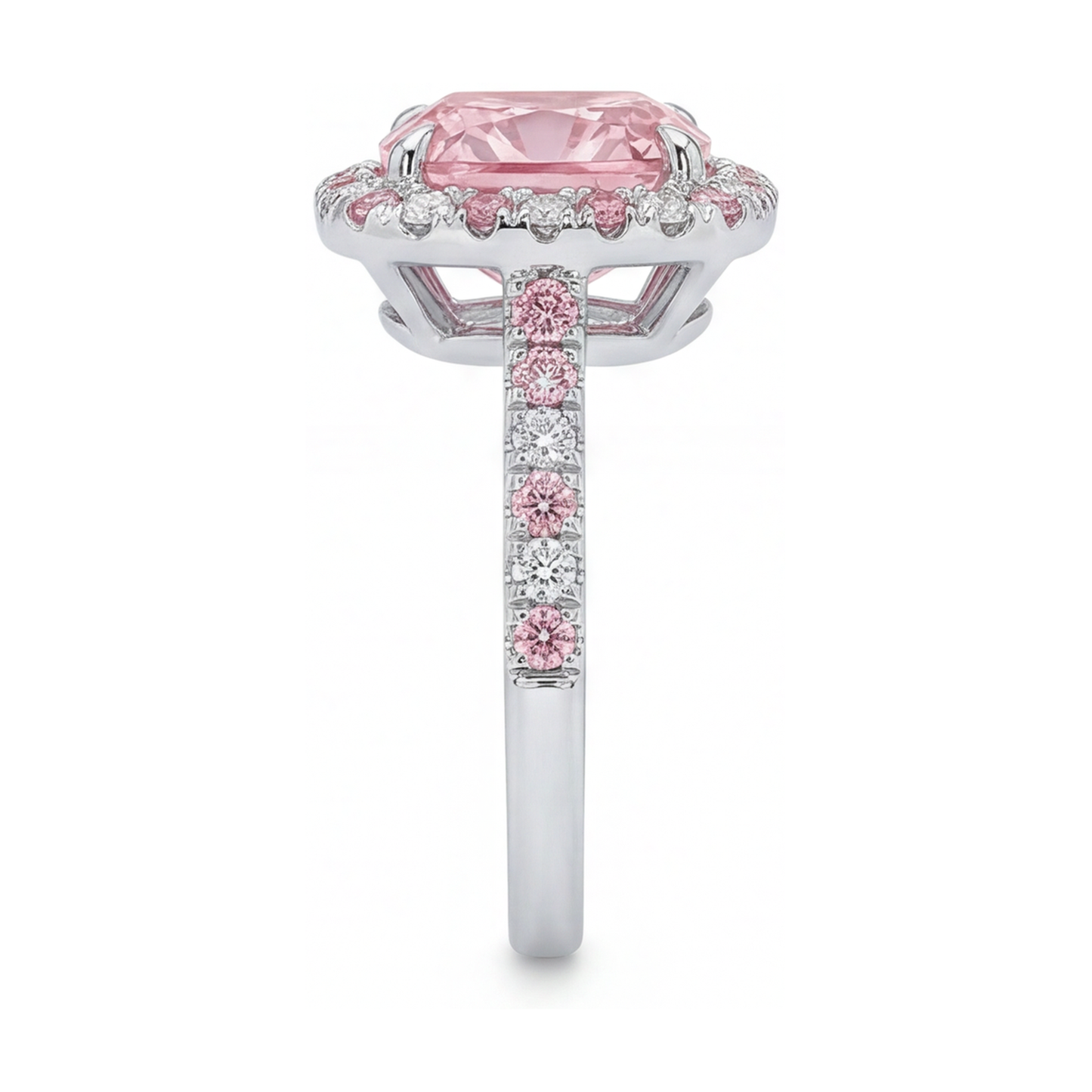 Verlobungsring mit rosa Diamant, 3,2 Karat, Kissenschliff