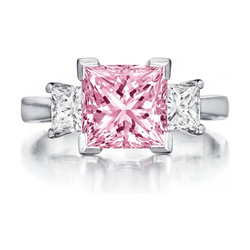 Verlobungsring mit rosa Diamant im Prinzessschliff, 3,9 Karat