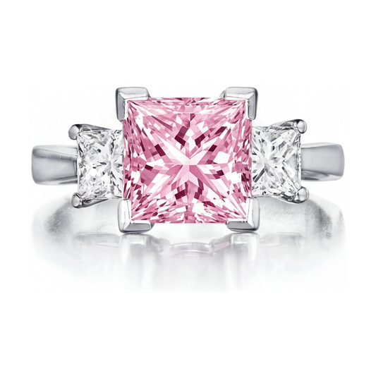 Verlobungsring mit rosa Diamant im Prinzessschliff, 3,9 Karat