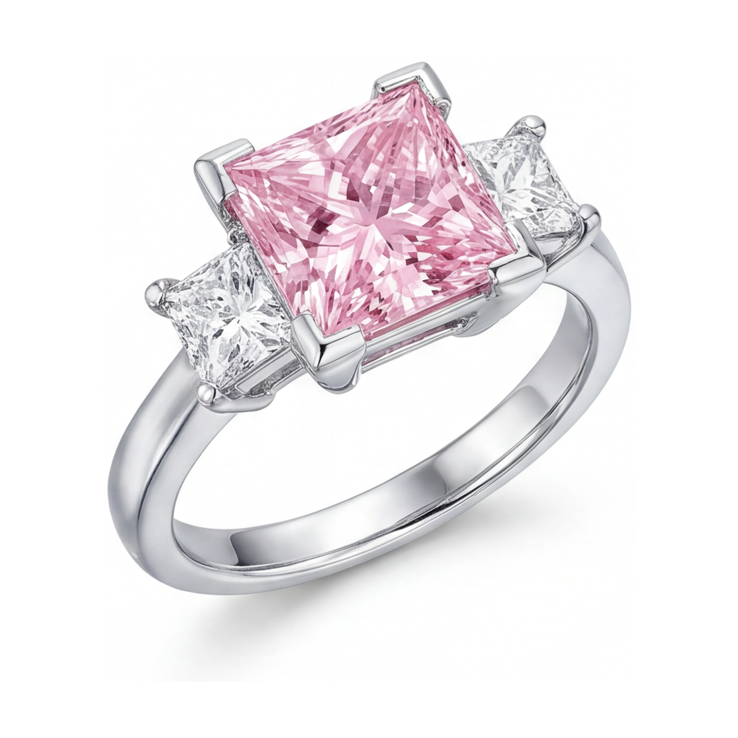 Verlobungsring mit rosa Diamant im Prinzessschliff, 3,9 Karat