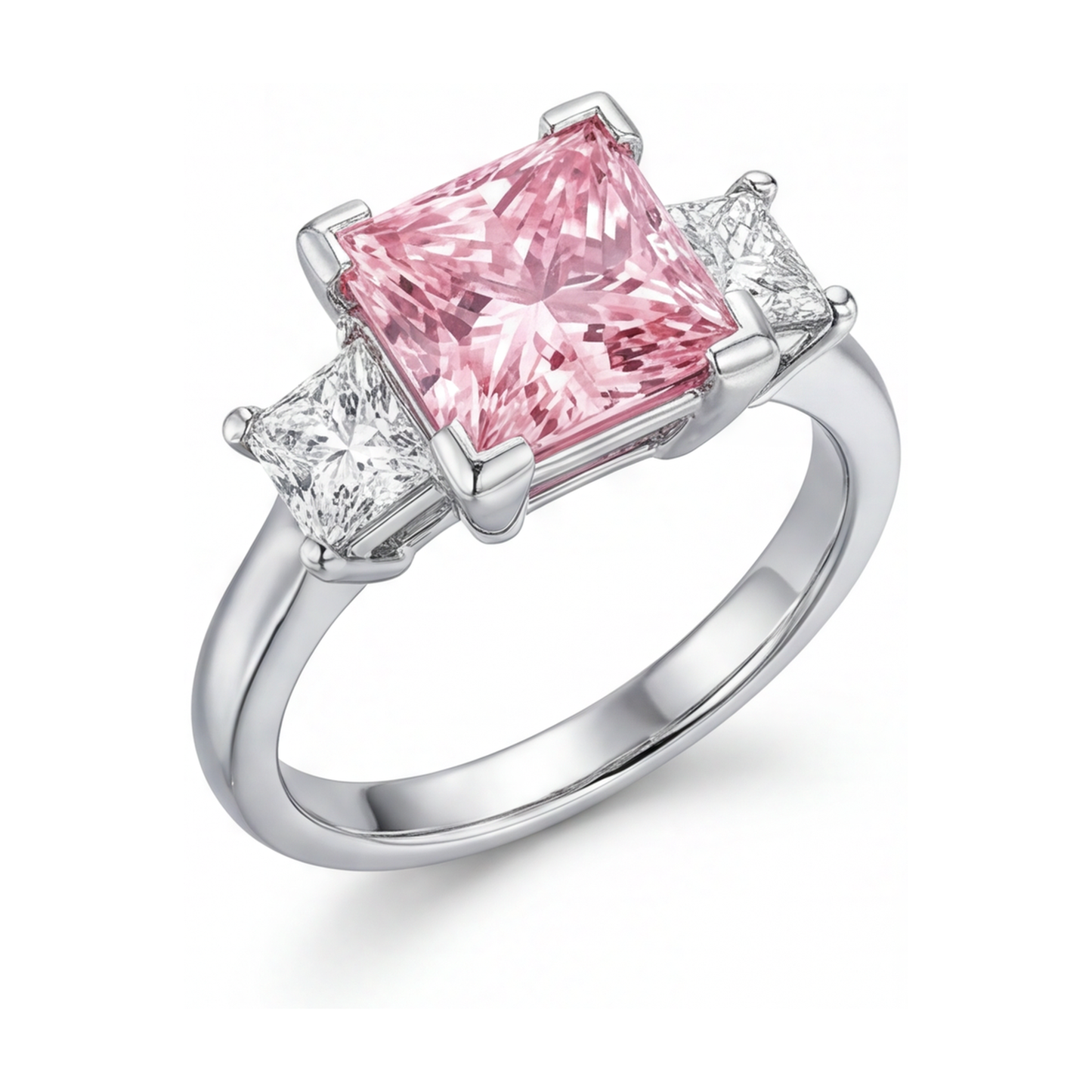 Verlobungsring mit rosa Diamant im Prinzessschliff, 3,9 Karat