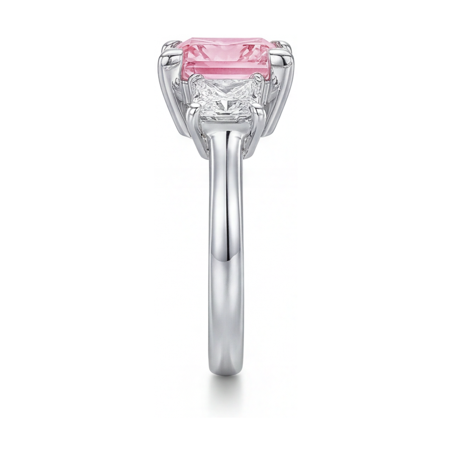 Verlobungsring mit rosa Diamant im Prinzessschliff, 3,9 Karat