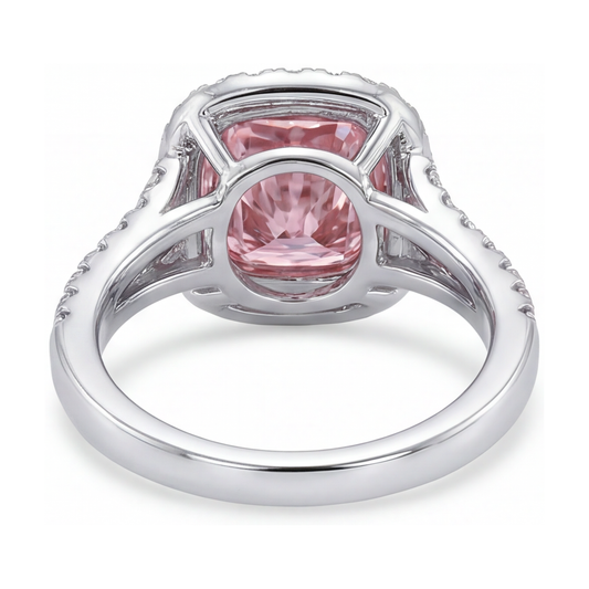 Verlobungsring mit rosa Diamant, 4,1 Karat, Kissenschliff