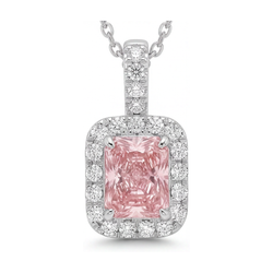 Halskette mit rosa Diamant, 1,22 Karat, Radiant-Schliff