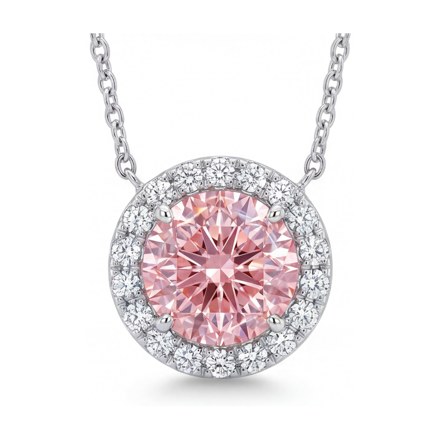 Halskette mit rosa Diamant, 2,4 Karat, rund