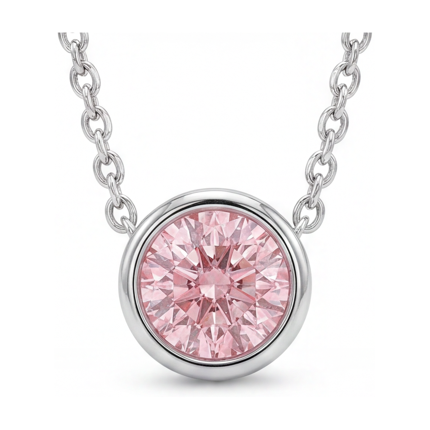 Halskette mit rosa Diamant, 2,5 Karat, rund