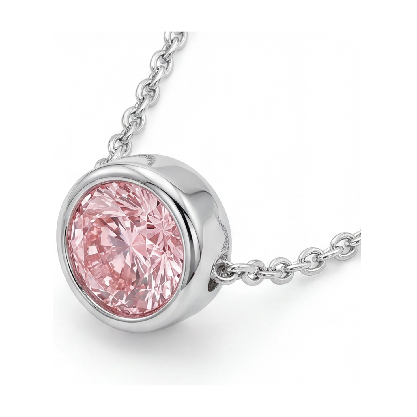 Halskette mit rosa Diamant, 2,5 Karat, rund