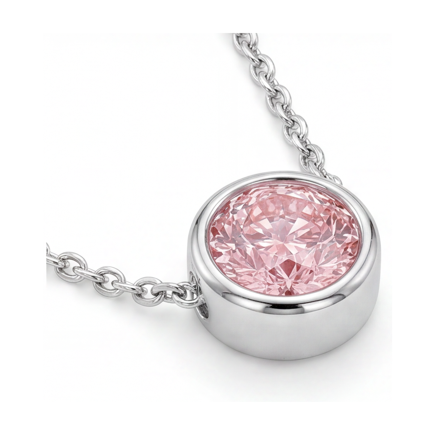 Halskette mit rosa Diamant, 2,5 Karat, rund