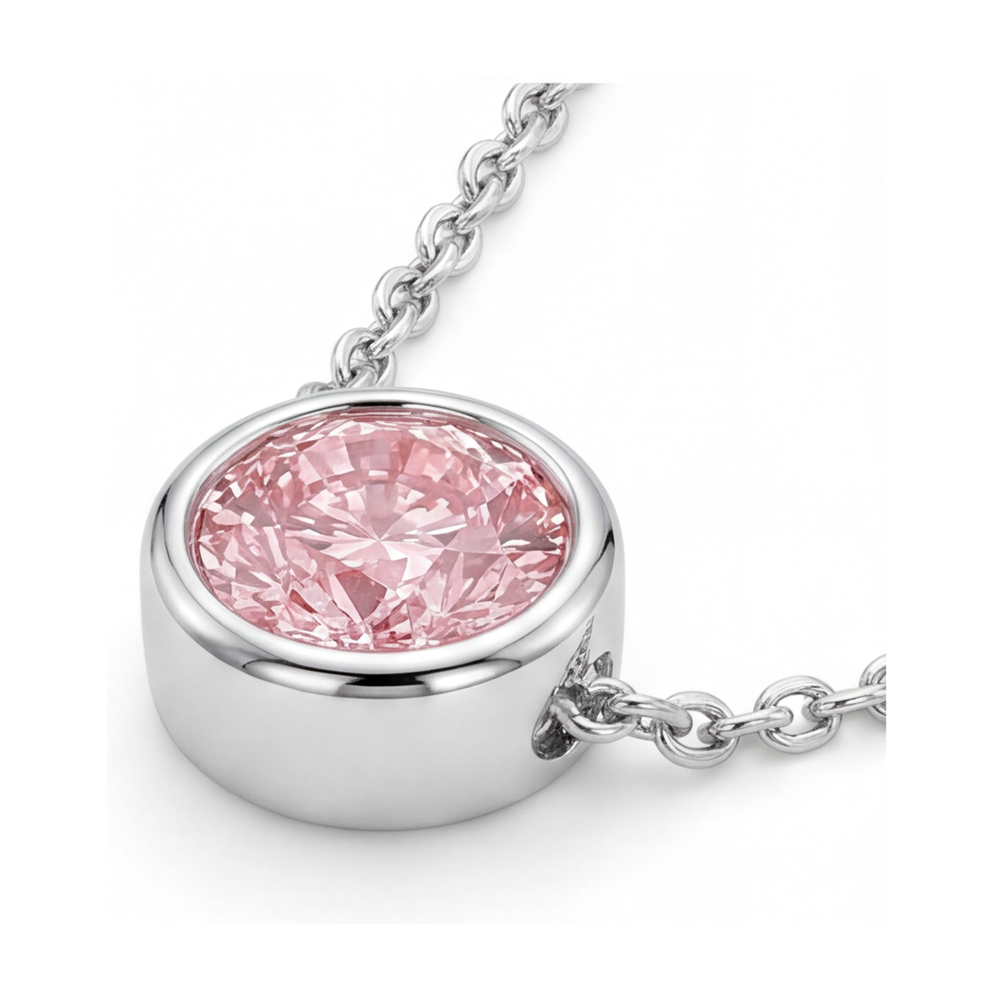 Halskette mit rosa Diamant, 2,5 Karat, rund