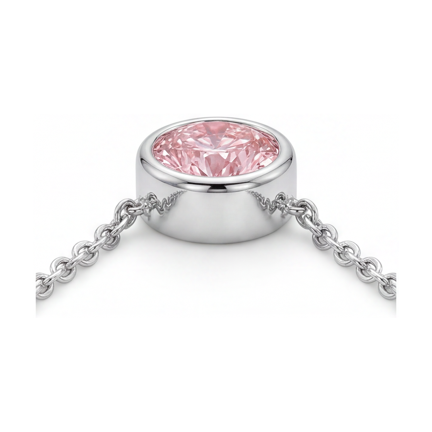 Halskette mit rosa Diamant, 2,5 Karat, rund