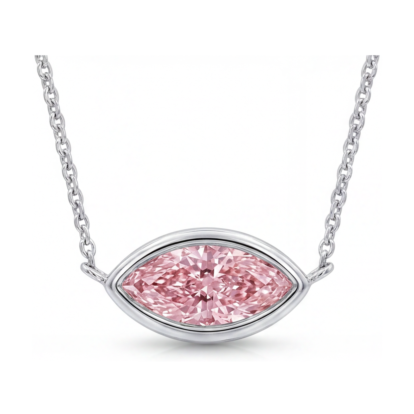 Halskette mit rosa Diamant, 2 Karat, Marquise-Schliff
