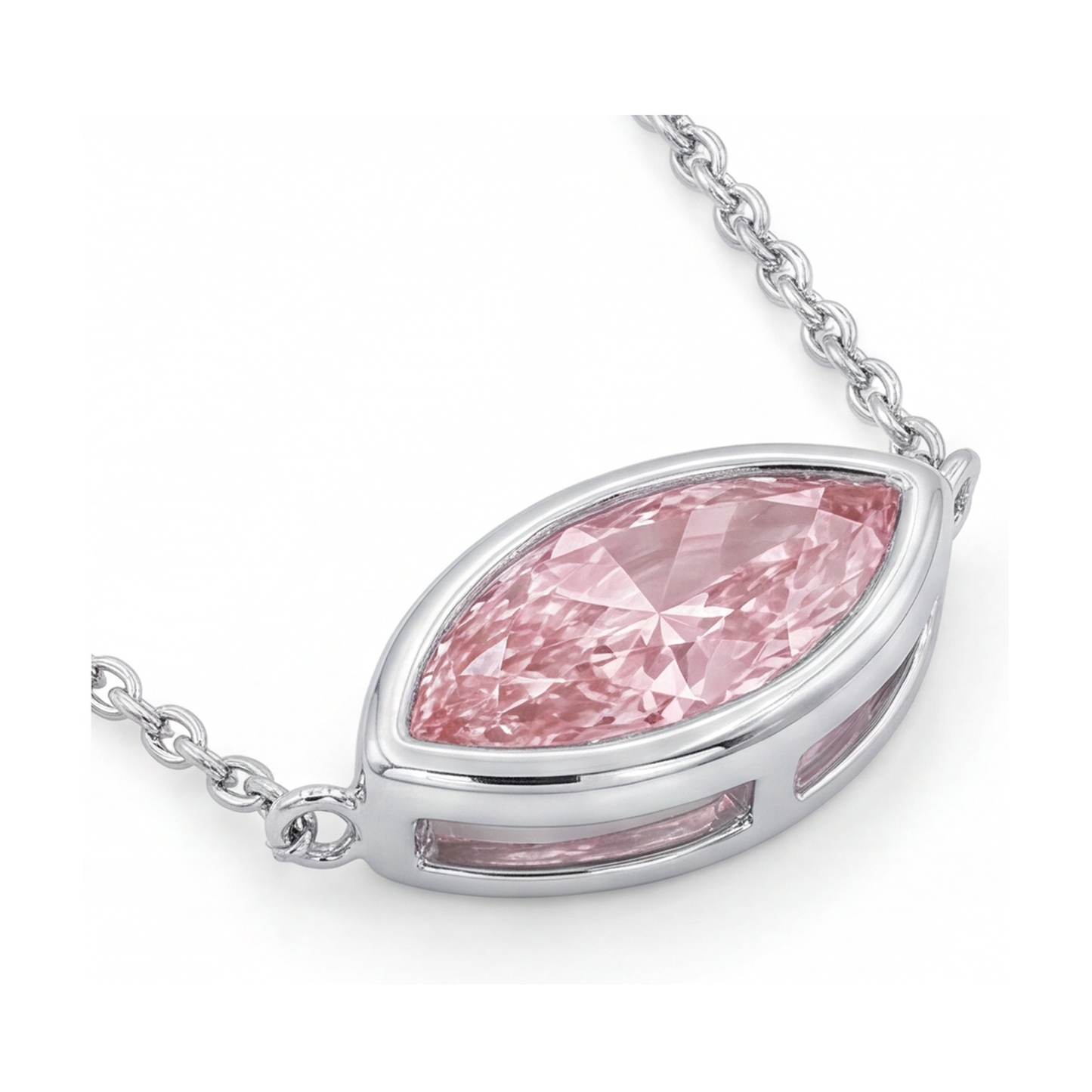 Halskette mit rosa Diamant, 2 Karat, Marquise-Schliff