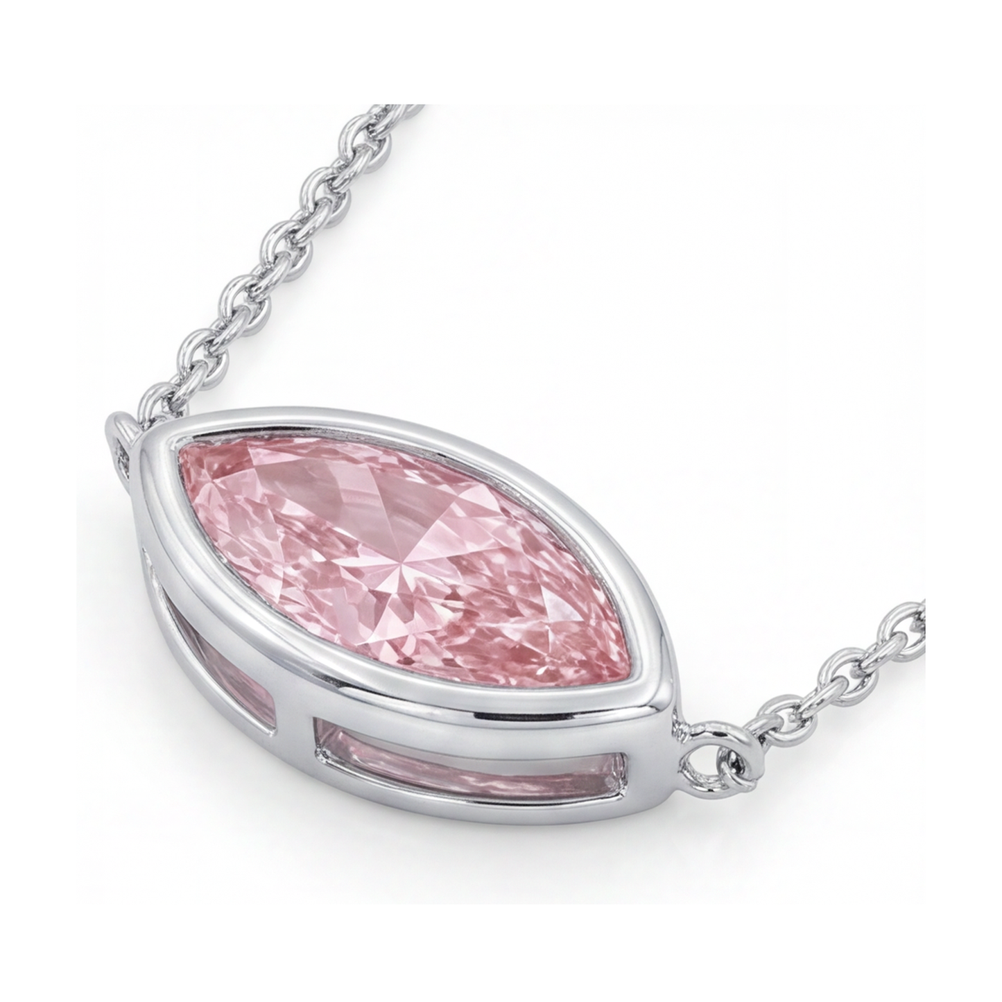 Halskette mit rosa Diamant, 2 Karat, Marquise-Schliff