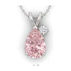 Halskette mit rosa Diamant, 3,15 Karat Anhänger im Tropfenschliff mit verzierter Öse