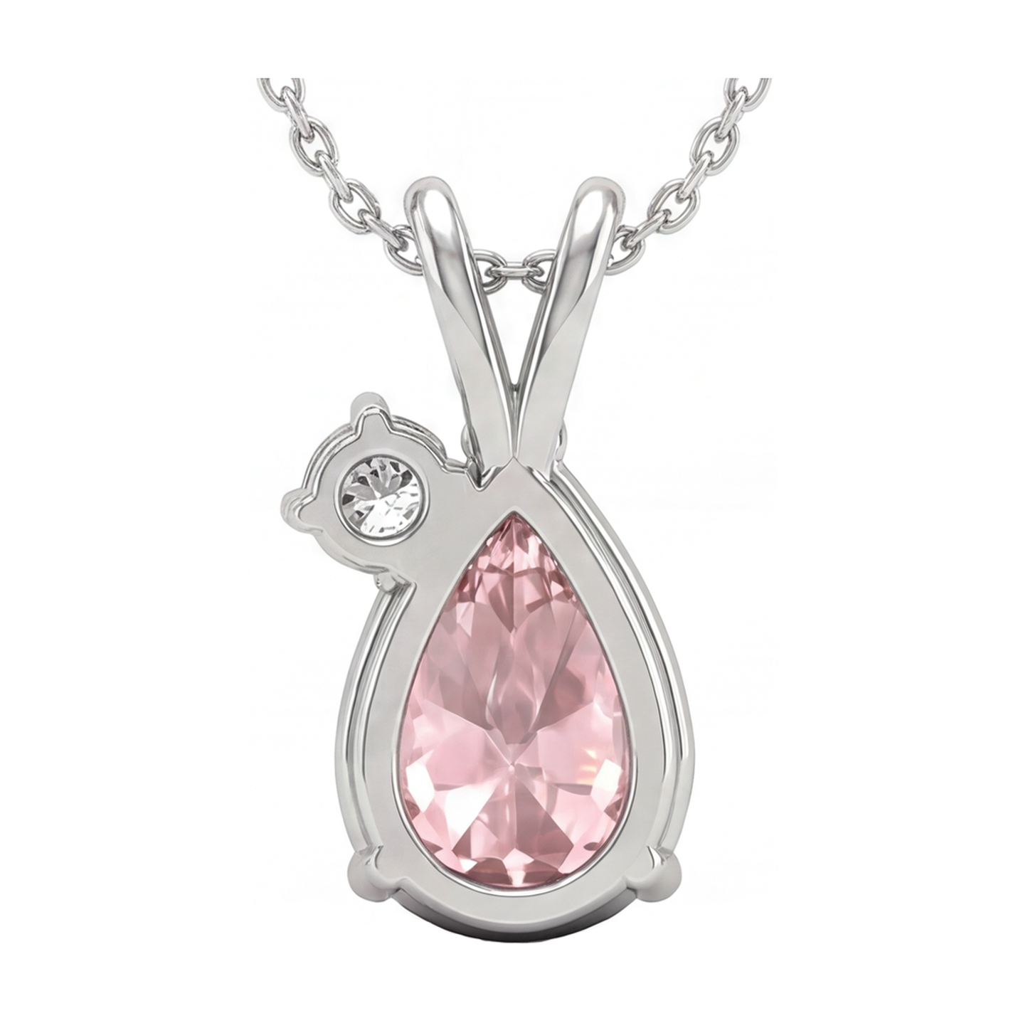 Halskette mit rosa Diamant, 3,15 Karat Anhänger im Tropfenschliff mit verzierter Öse