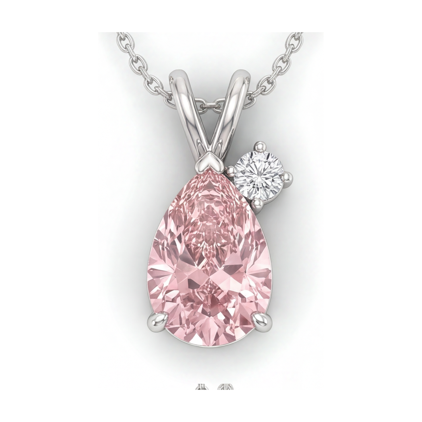 Halskette mit rosa Diamant, 3,15 Karat Anhänger im Tropfenschliff mit verzierter Öse