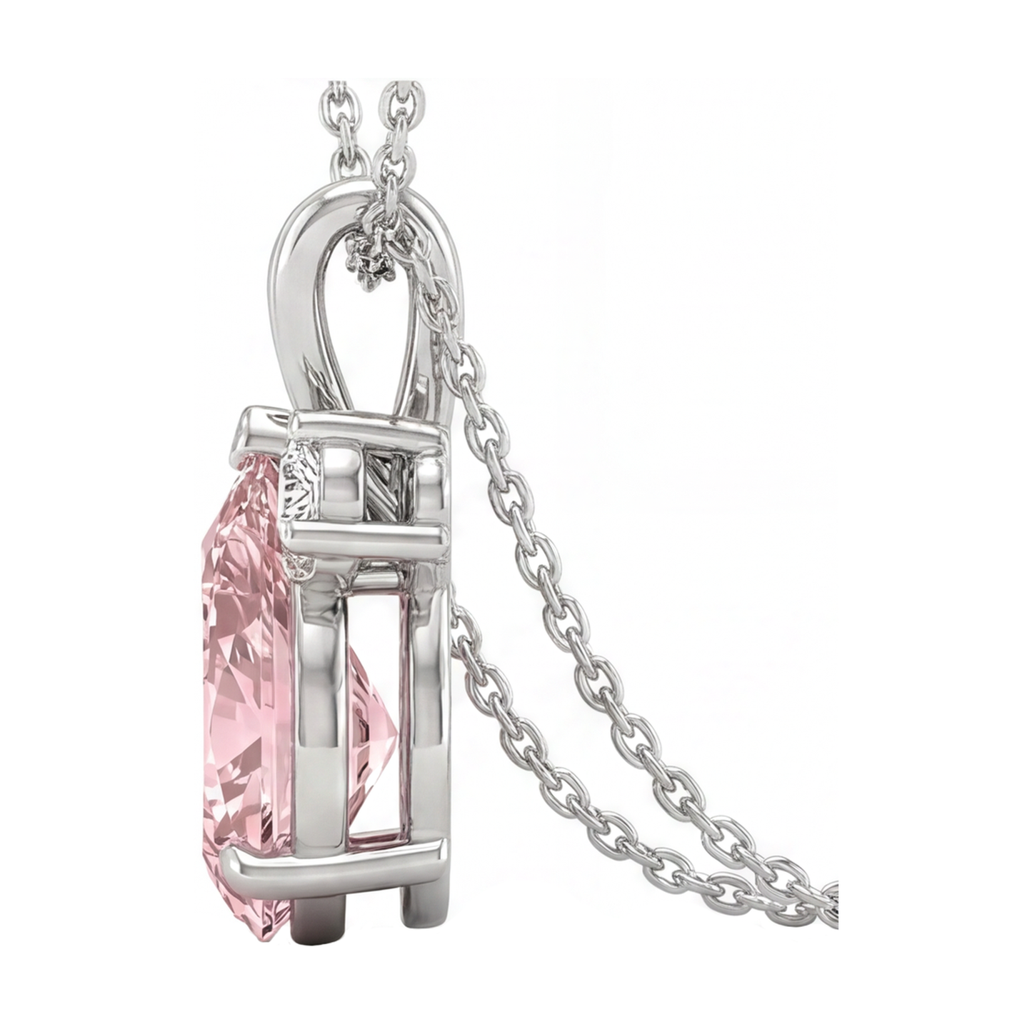 Halskette mit rosa Diamant, 3,15 Karat Anhänger im Tropfenschliff mit verzierter Öse