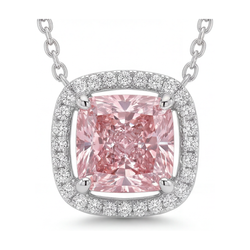 Halskette mit rosa Diamant im Kissenschliff, 3,5 Karat