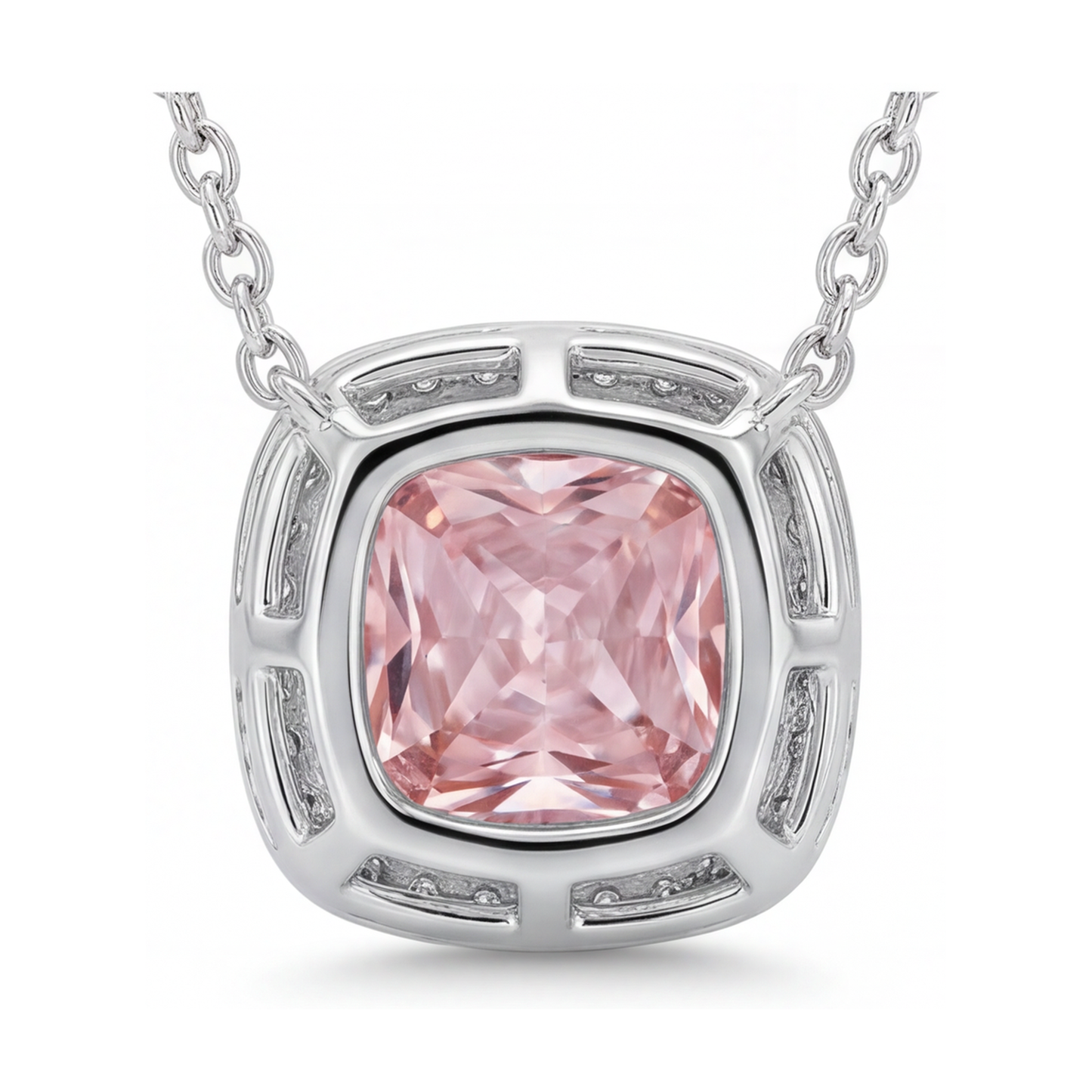 Halskette mit rosa Diamant im Kissenschliff, 3,5 Karat