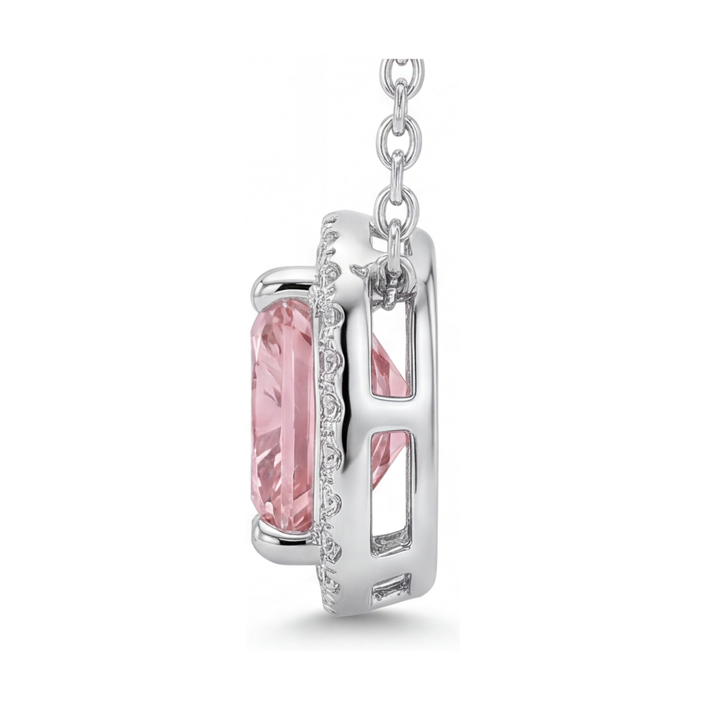 Halskette mit rosa Diamant im Kissenschliff, 3,5 Karat