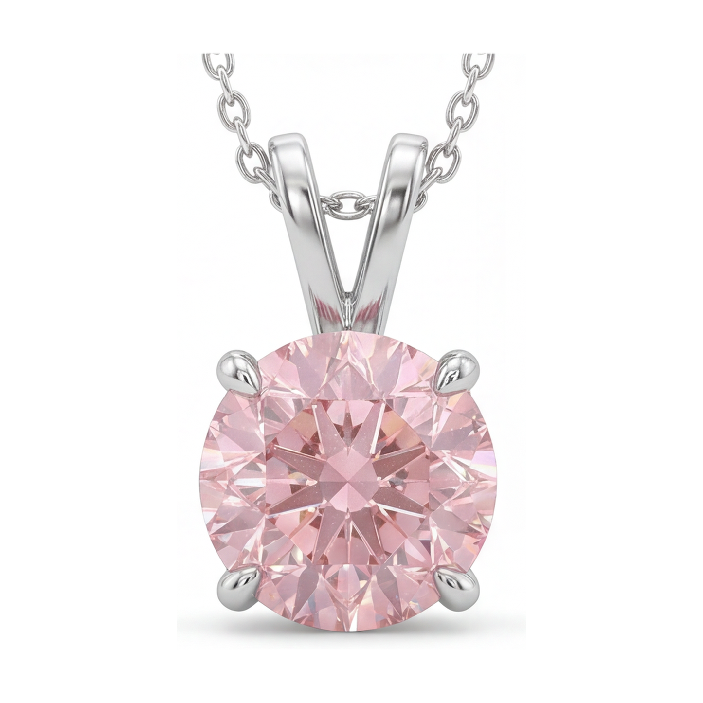 Halskette mit rosa Diamant, 3,5 Karat, rund