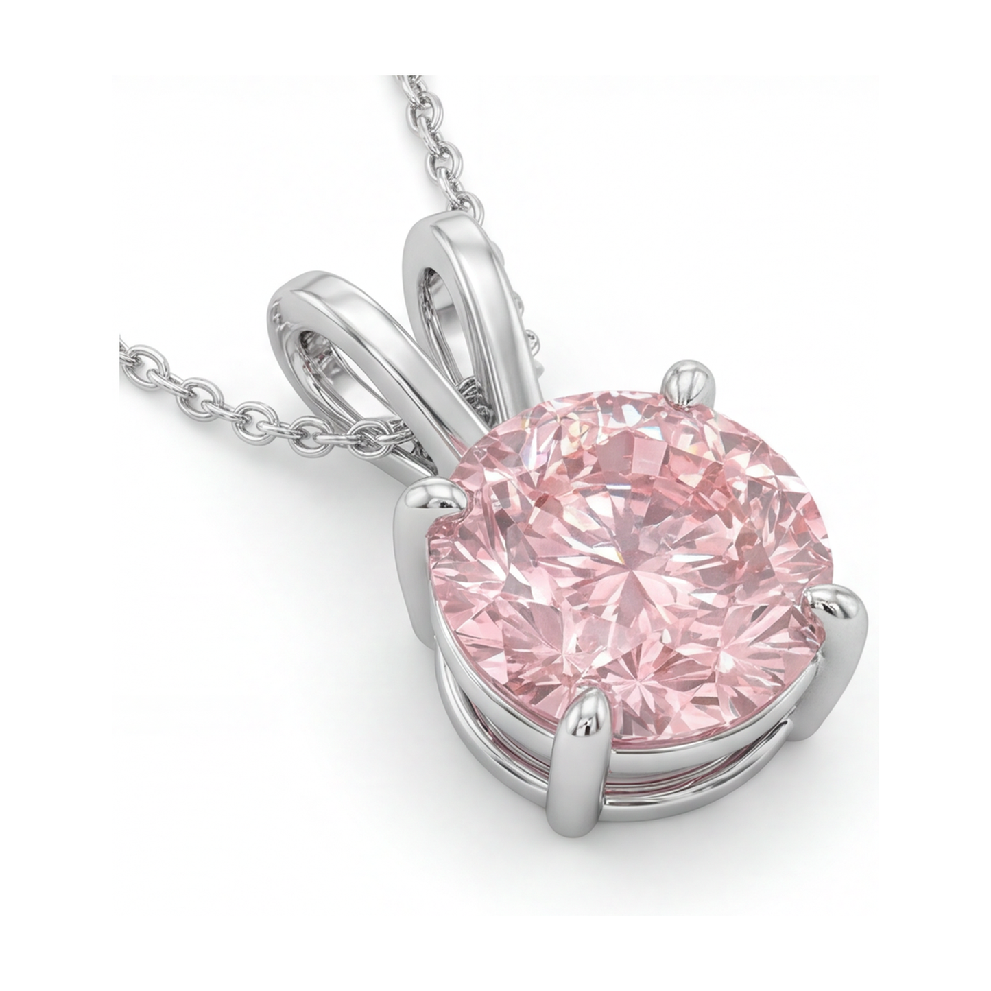 Halskette mit rosa Diamant, 3,5 Karat, rund