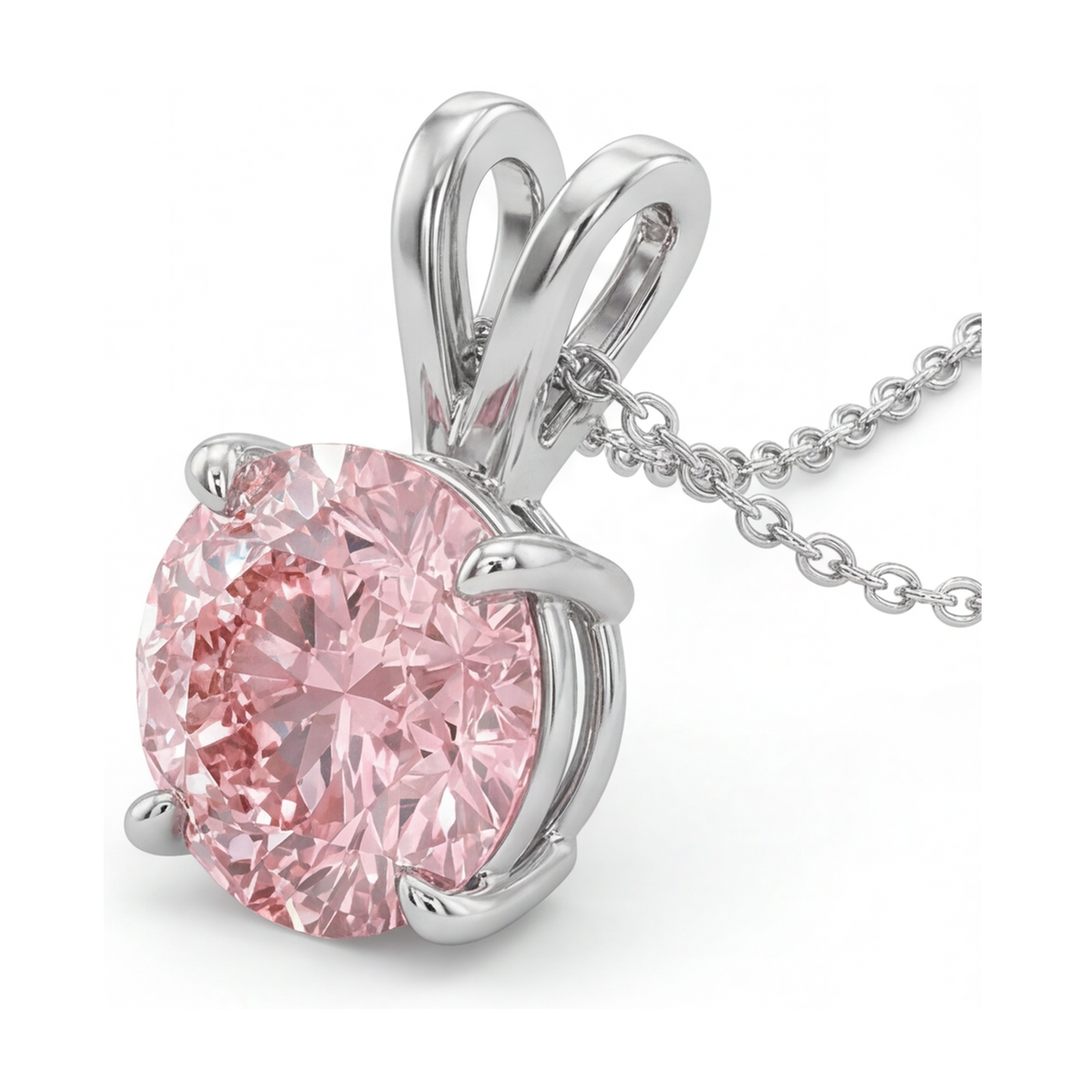 Halskette mit rosa Diamant, 3,5 Karat, rund