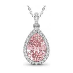 Rosa Diamant-Halskette, 3,6 Karat, Tropfenschliff