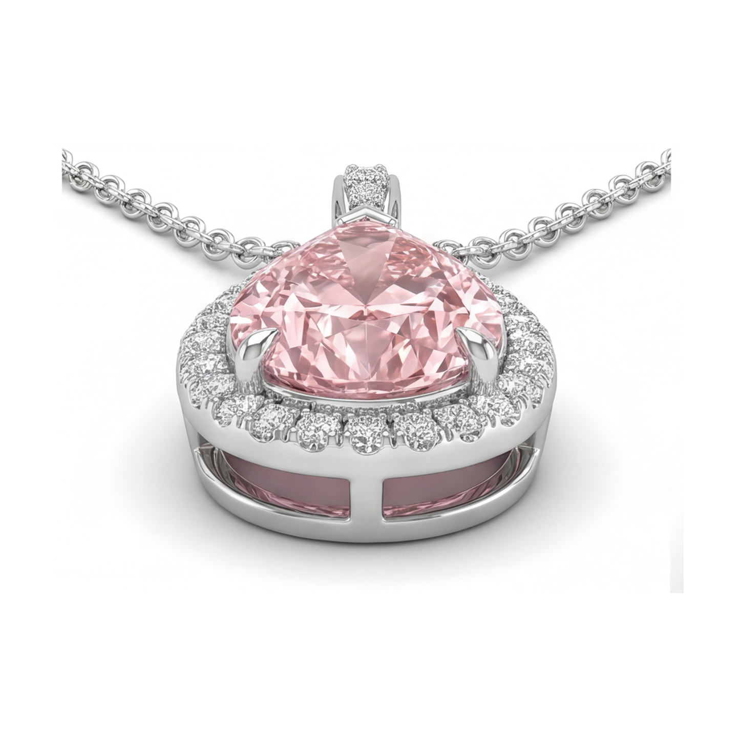 Rosa Diamant-Halskette, 3,6 Karat, Tropfenschliff