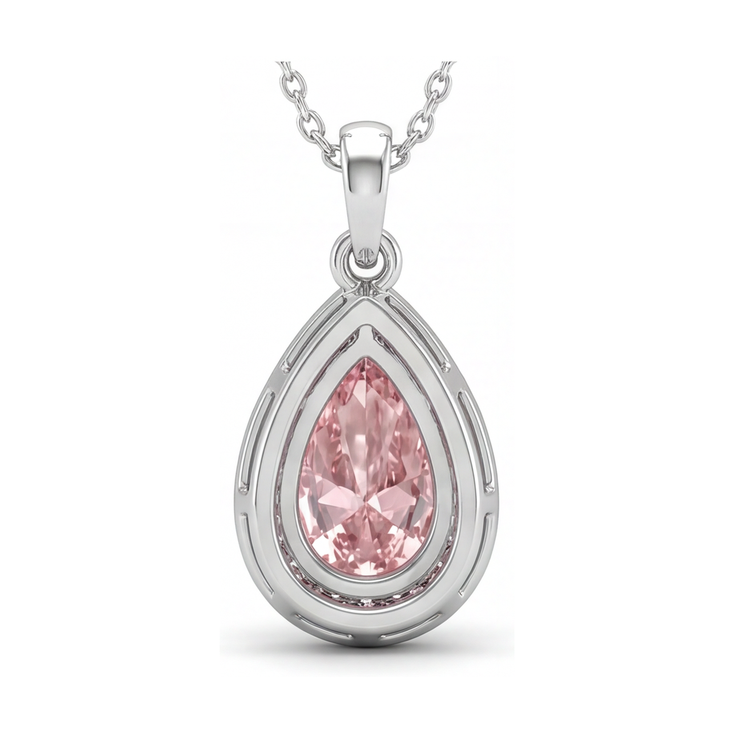 Rosa Diamant-Halskette, 3,6 Karat, Tropfenschliff