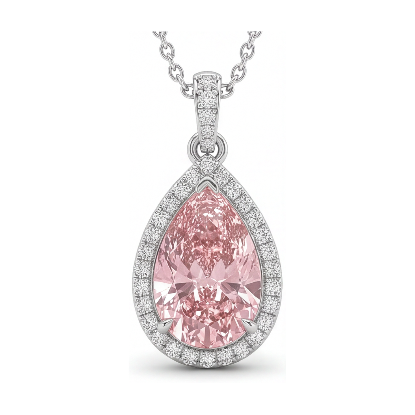 Rosa Diamant-Halskette, 3,6 Karat, Tropfenschliff