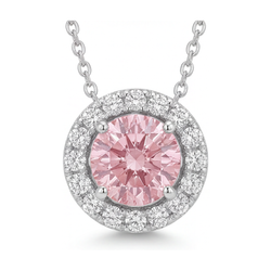Rosa Diamant-Halskette, 3 Karat, rund