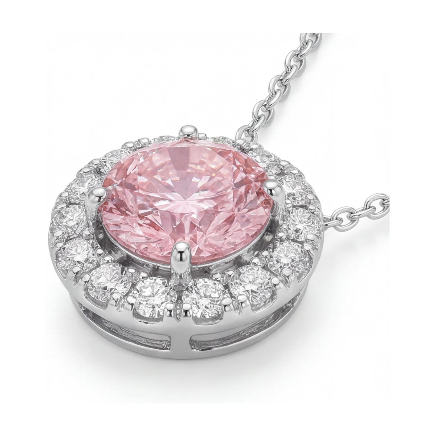 Rosa Diamant-Halskette, 3 Karat, rund