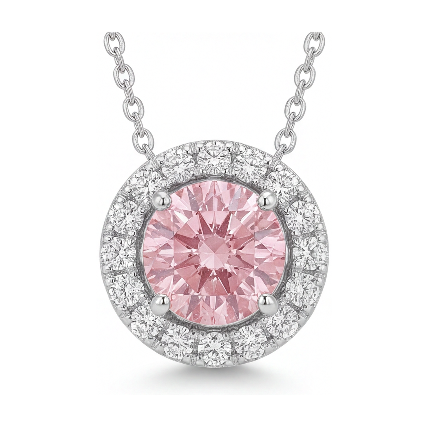 Rosa Diamant-Halskette, 3 Karat, rund