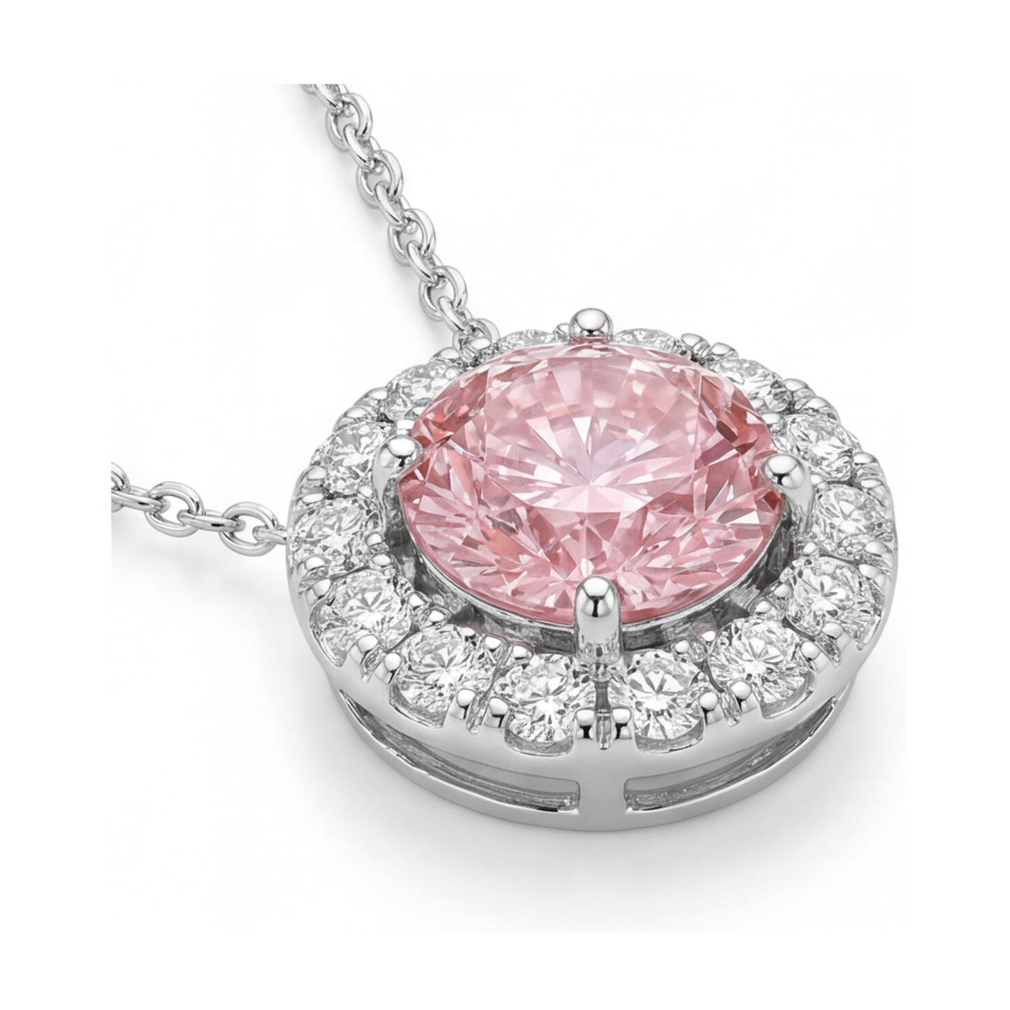 Rosa Diamant-Halskette, 3 Karat, rund