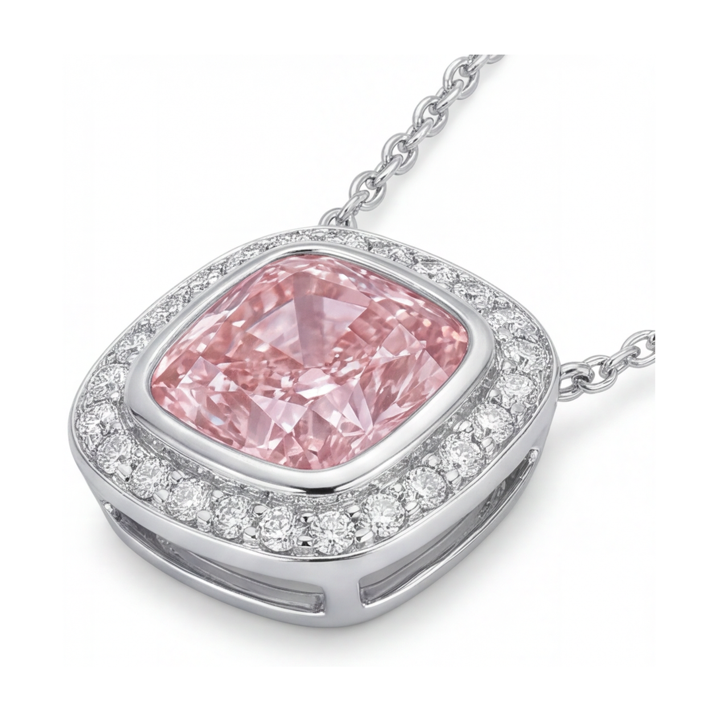 Rosa Diamant-Anhänger 4,6 Karat Kissenschliff