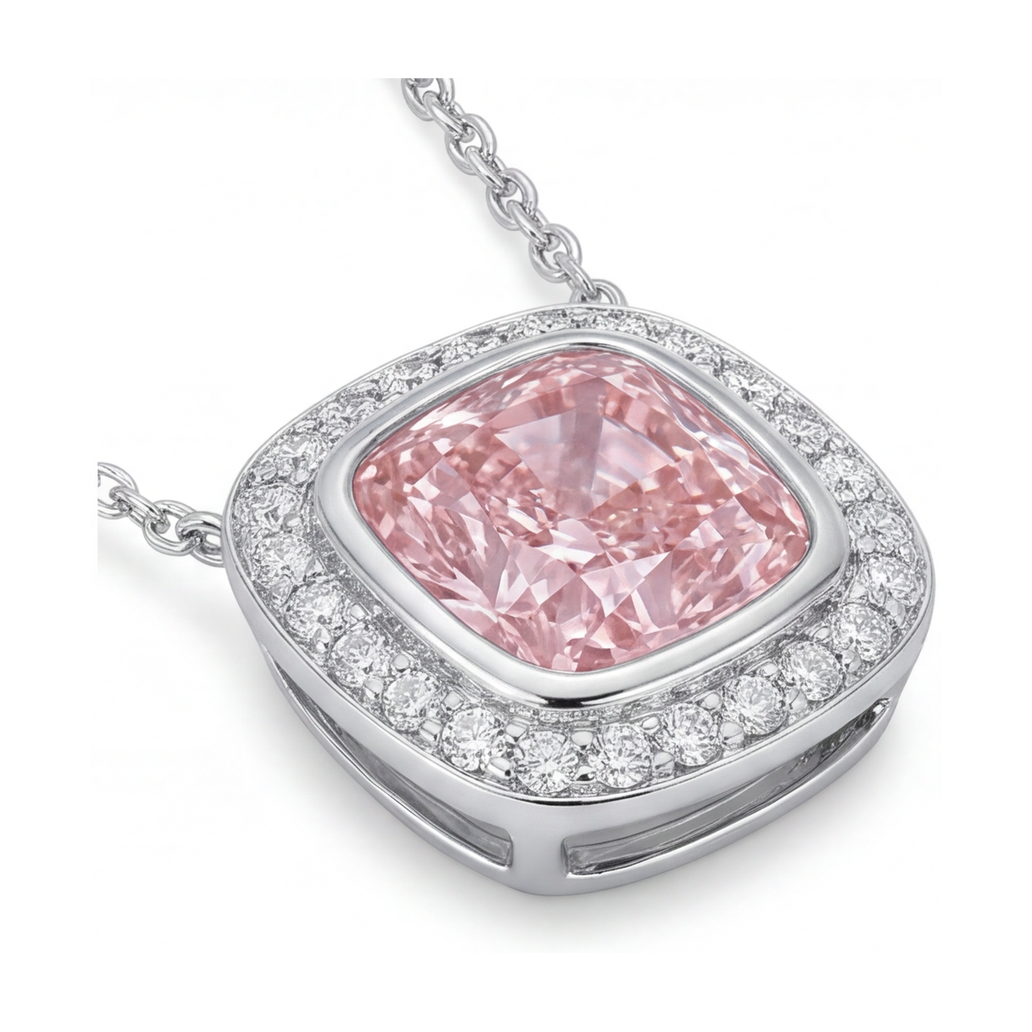 Rosa Diamant-Anhänger 4,6 Karat Kissenschliff