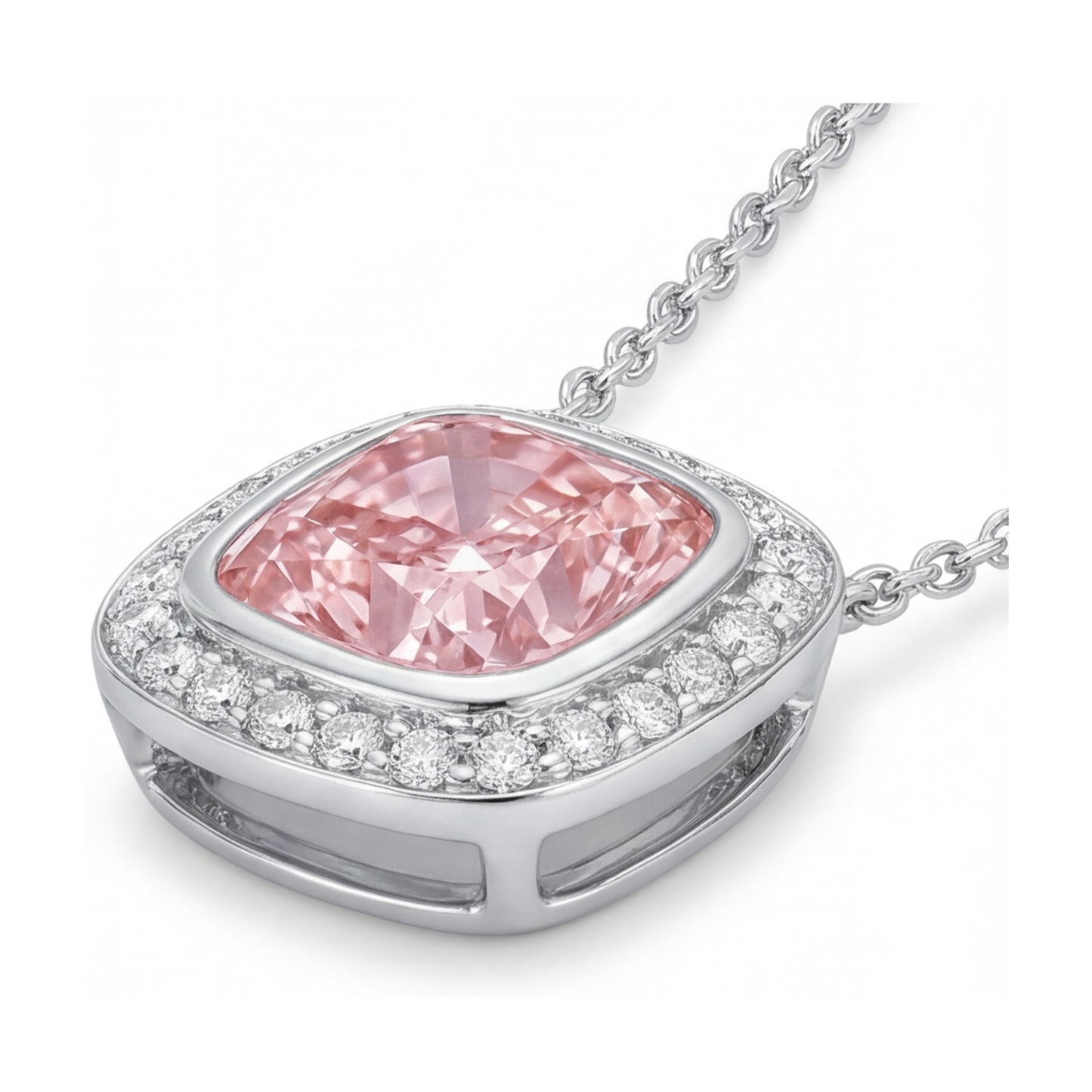 Rosa Diamant-Anhänger 4,6 Karat Kissenschliff