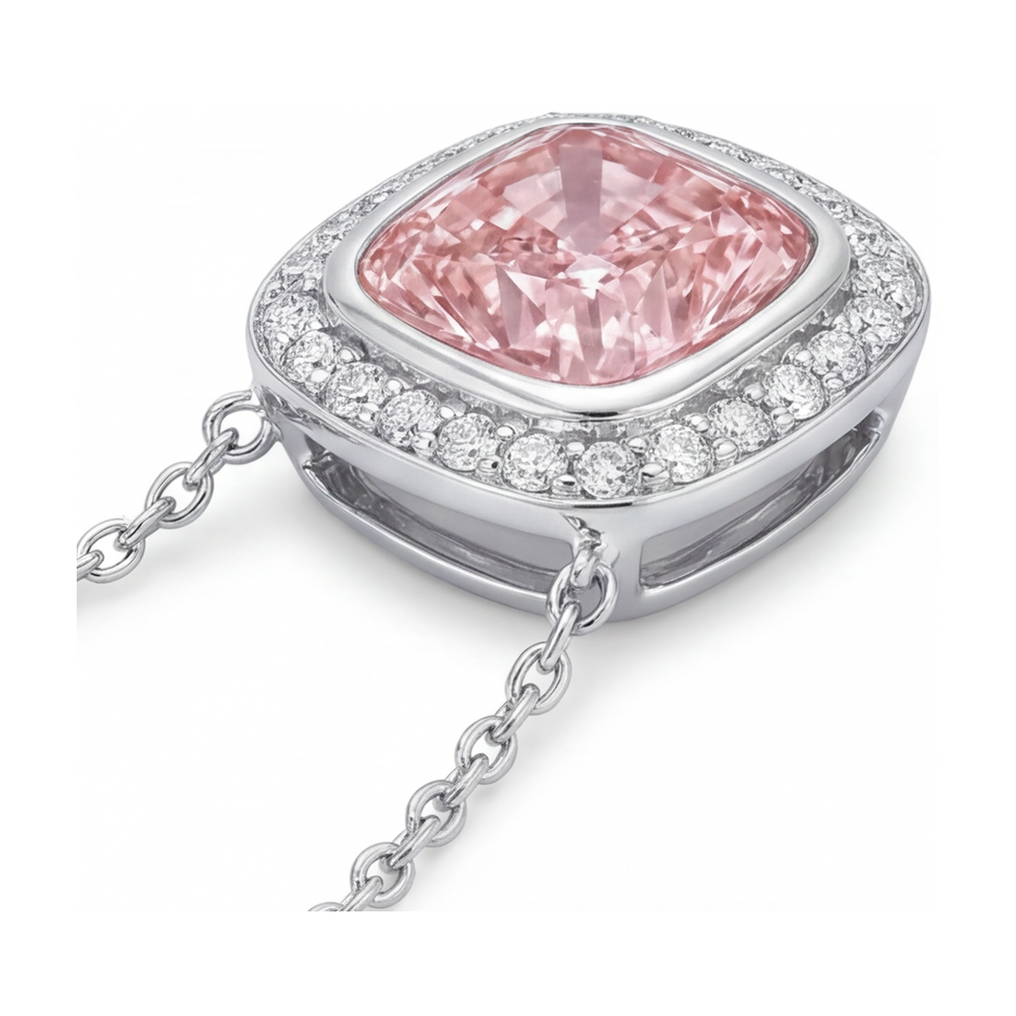 Rosa Diamant-Anhänger 4,6 Karat Kissenschliff